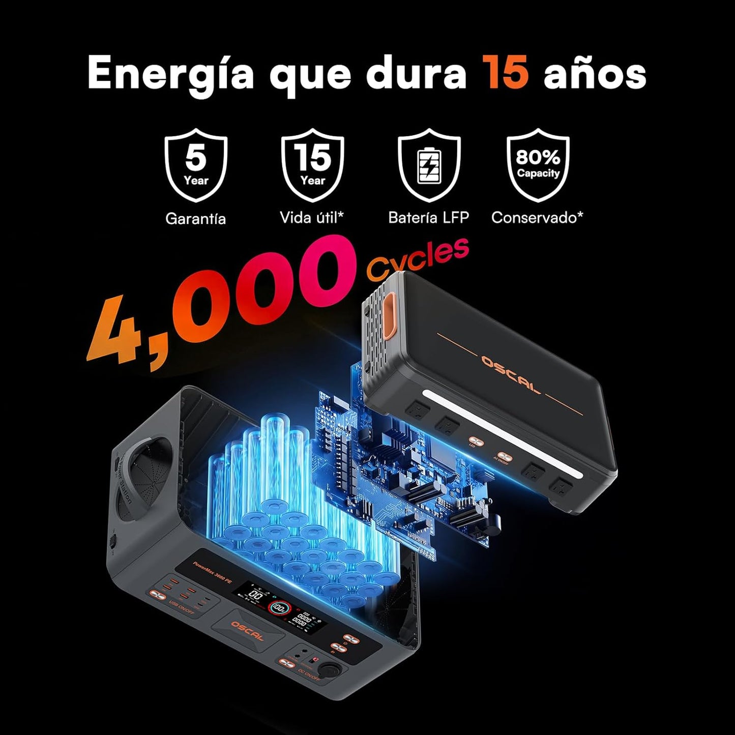 Generador Solar Portatil, 3600W(7200W Pico) Estación de Energía 2016Wh&nbsp;