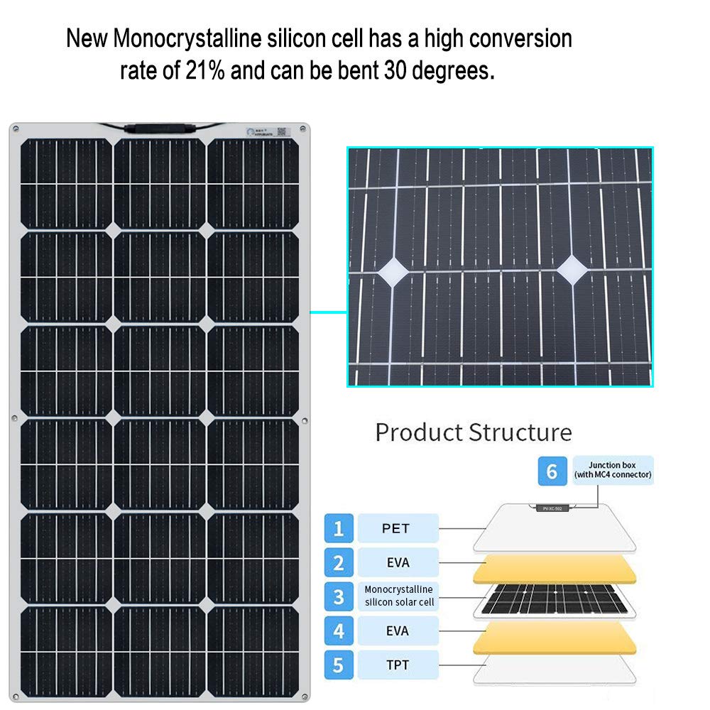Solar Kit 10pcs 100W Panel solar flexible Módulo mono 2 x 50A&nbsp;