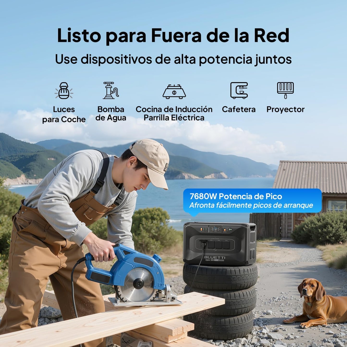 Generador Solar con 2 Panels Solares de 200W, 5529,6Wh Batería LFP de Respaldo con 4 Salidas&nbsp;
