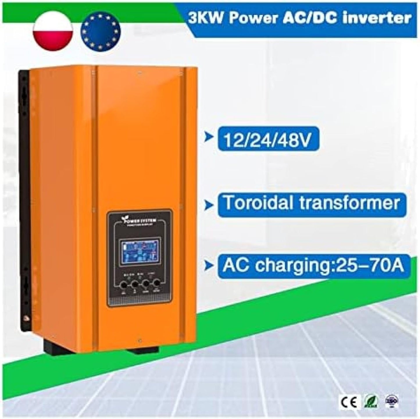 Inversores solares de Baja frecuencia 12/24/48V DC/AC 3000W 110/120/230/240Vac&nbsp;