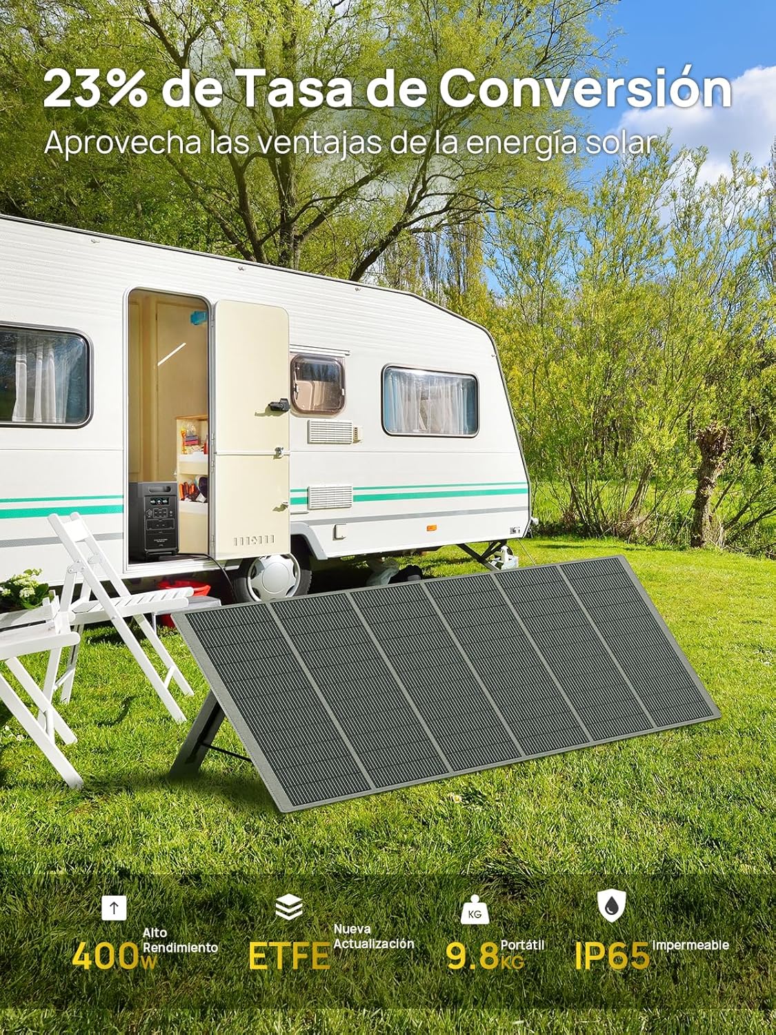 Generador Solar 3600 W Con 2 Paneles Solares de 400 W, Batería Portátil LiFePO4