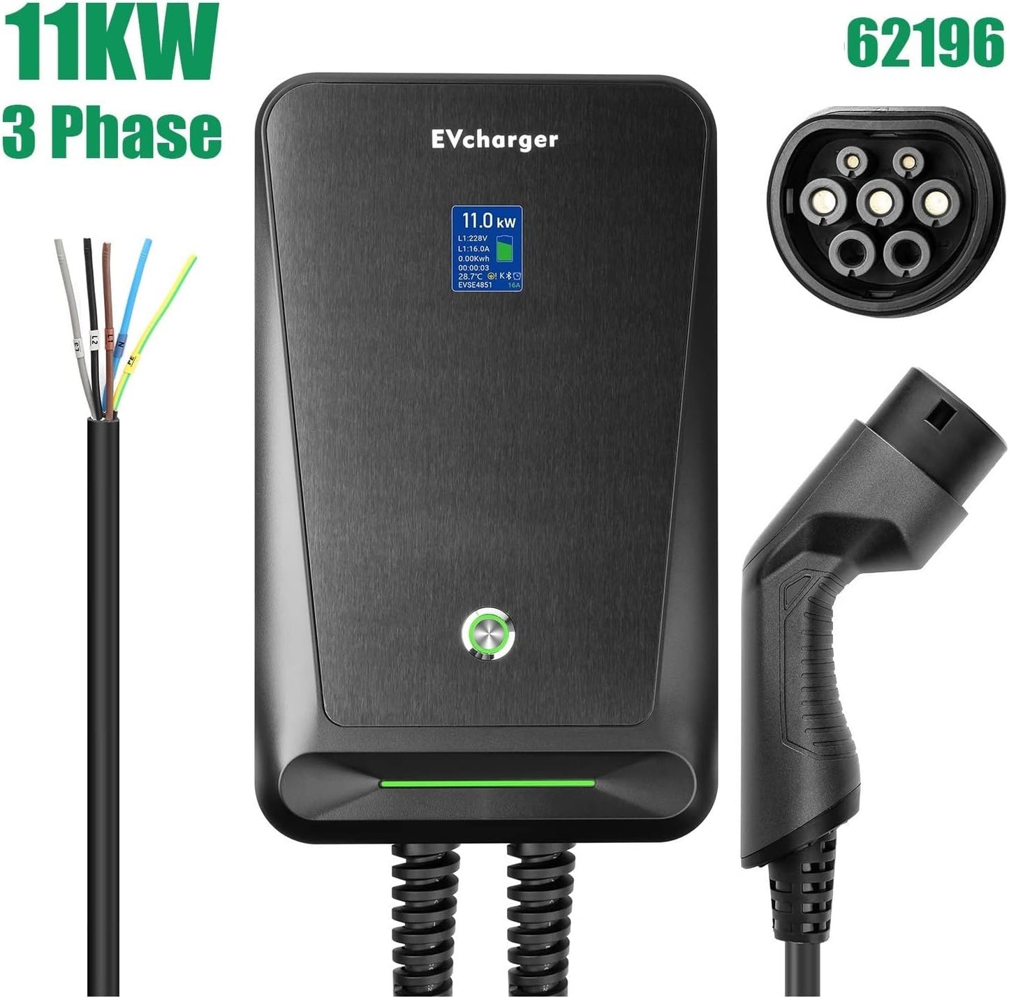 Cargador de coche eléctrico Cargador EV tipo 2 16A trifásico EVSE&nbsp;