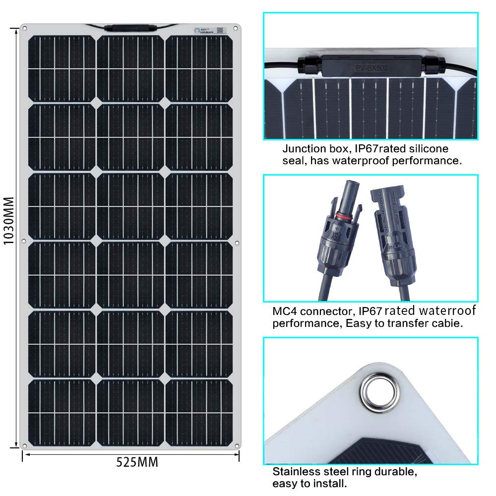 Solar Kit 10pcs 100W Panel solar flexible Módulo mono 2 x 50A&nbsp;
