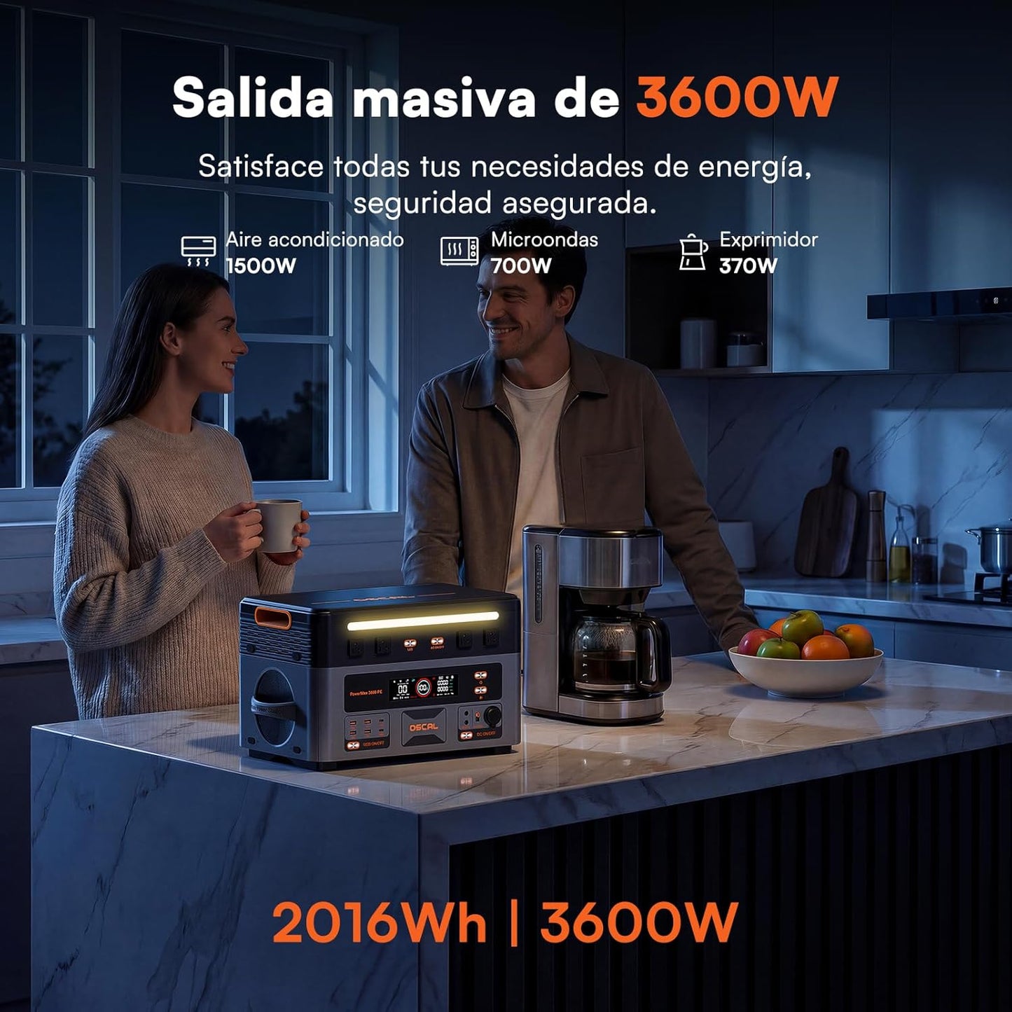 Generador Solar Portatil, 3600W(7200W Pico) Estación de Energía 2016Wh&nbsp;