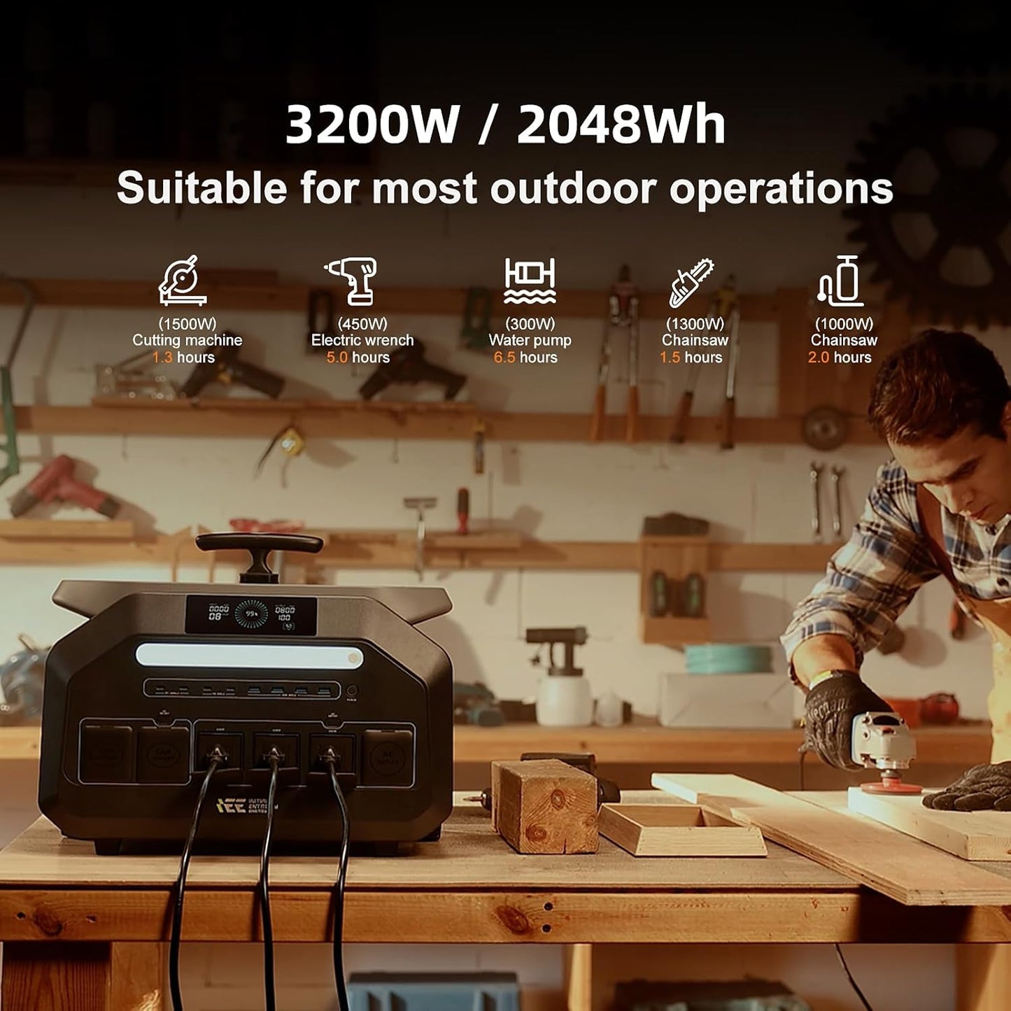 &nbsp;Estación de energía portátil P3200, 2048 Wh LiFePO4 Generador solar&nbsp;