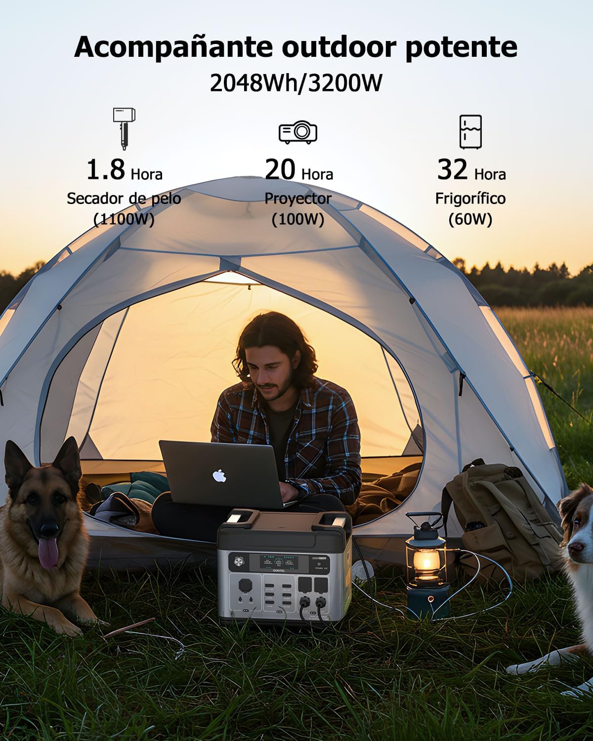 Estación de Energía Portátil 2048Wh | 3200W (Pico 6400W) Generador Solar con Panel Solar de 1 x 200W&nbsp;