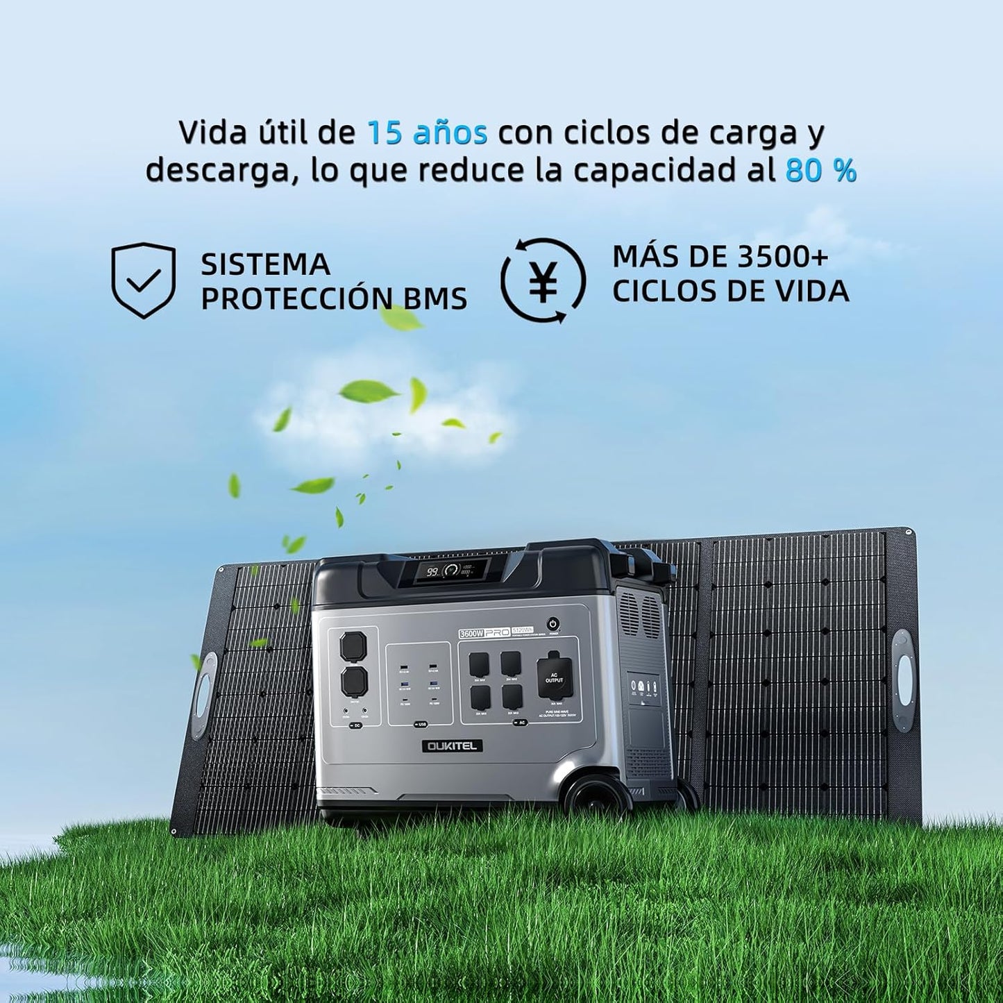 Estacion de Energia Portatil 2000W con 4 Panel de 200W, 5120Wh&nbsp;