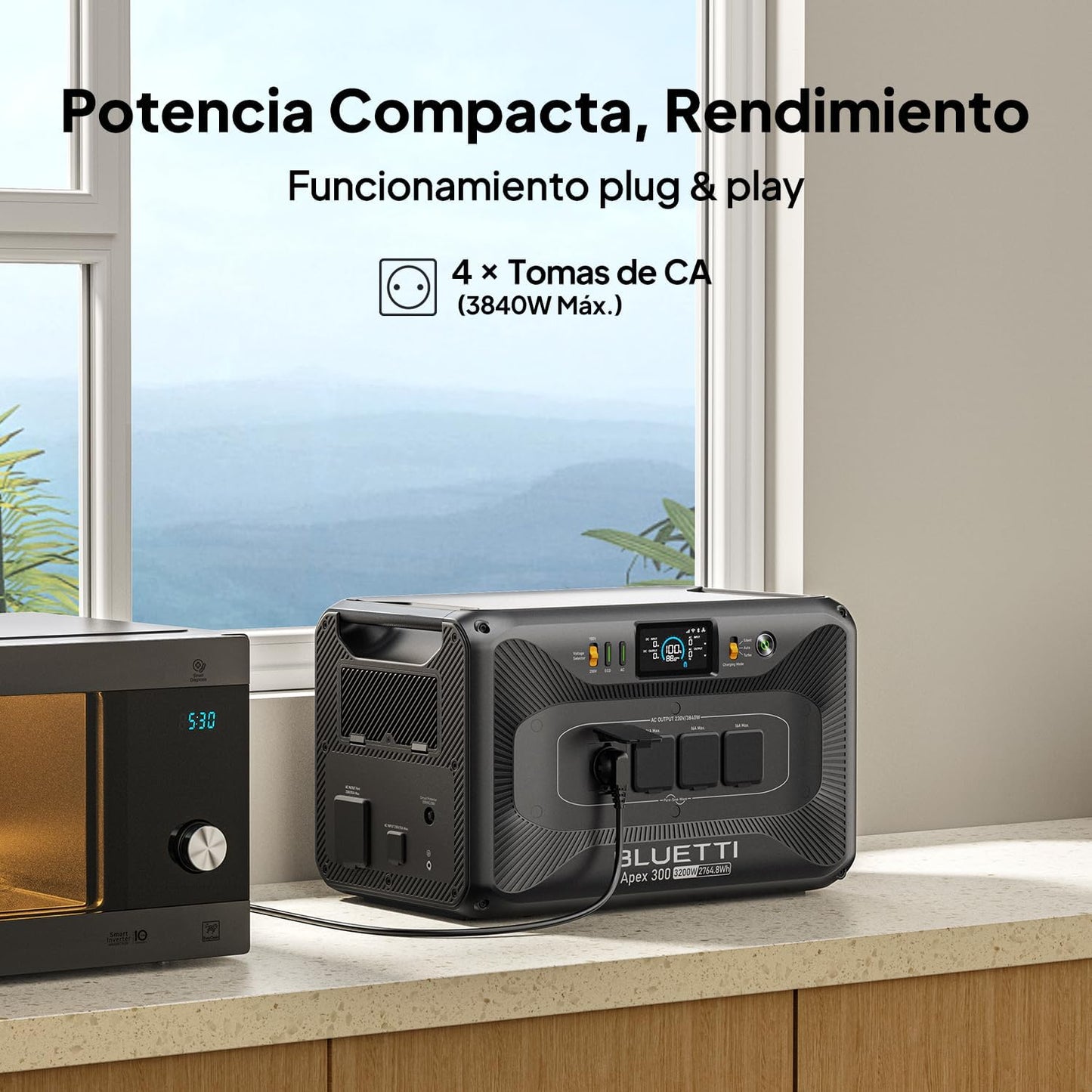 Generador Solar con 2 Panels Solares de 200W, 5529,6Wh Batería LFP de Respaldo con 4 Salidas&nbsp;